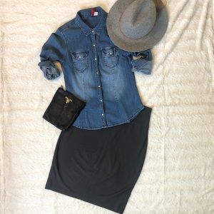 EILEEN Fisher stretch fitted skirt charcoal SMALL